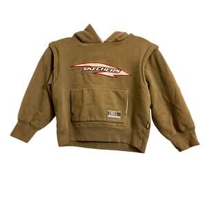 Vintage Skechers Log Sweatshirt Olive Green Boys Toddler Hoodie 6